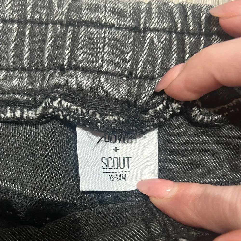Olive and Scout Charcoal Distressed Kids Shorts - Picture 2 of 3